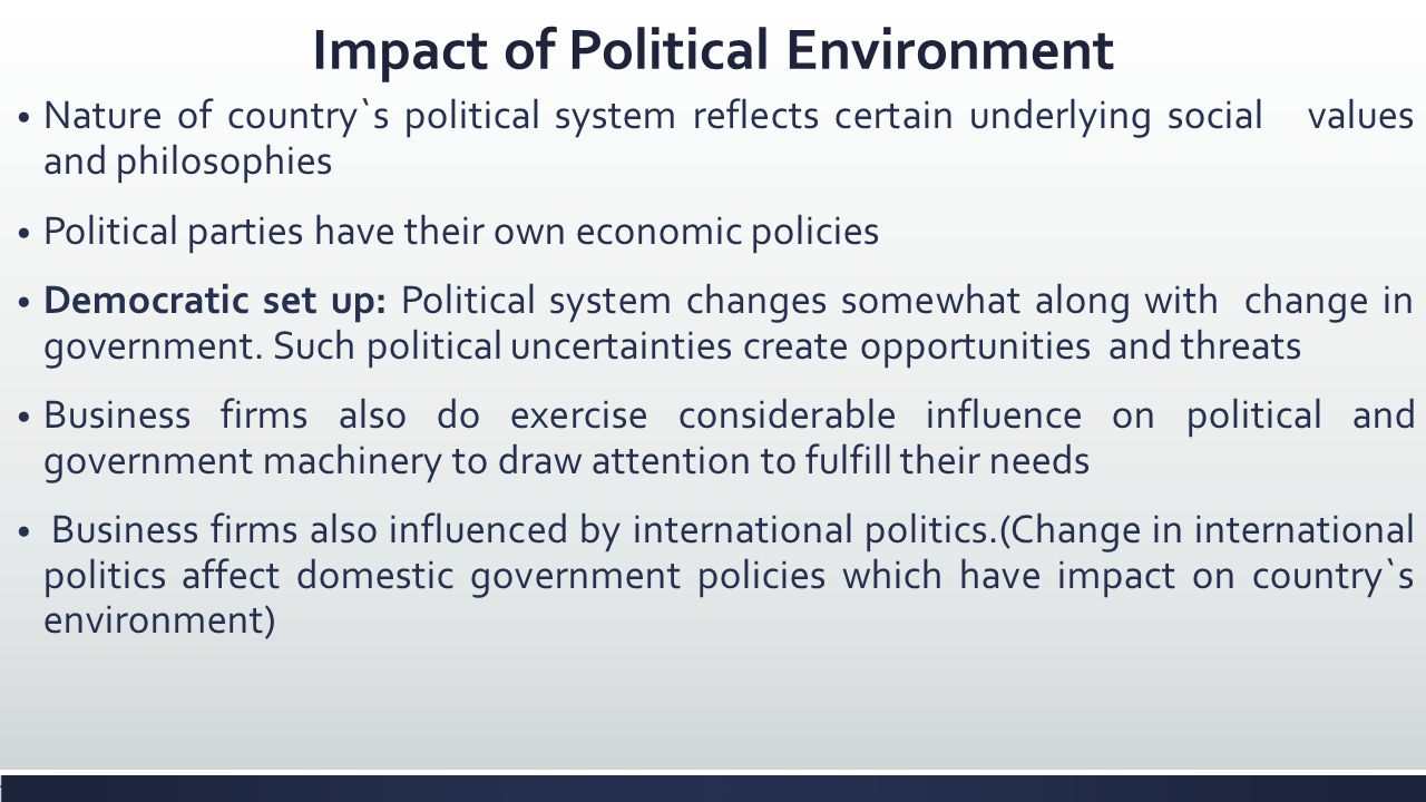 Effects of politics on business environment